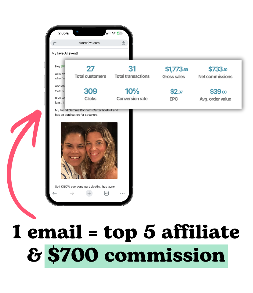 1 email = top 5 affiliate & $700 commission